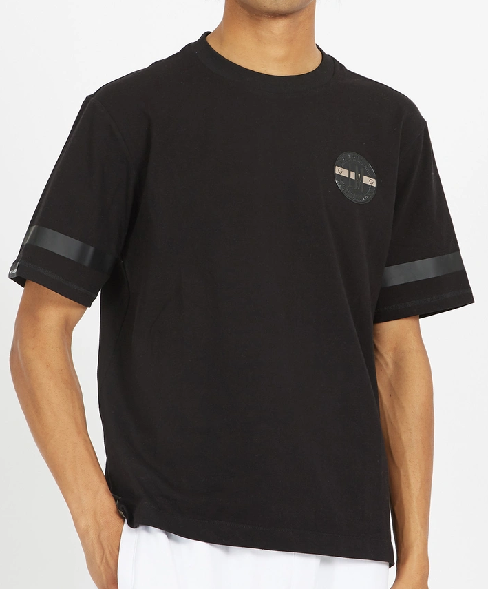 Men's short-sleeved T-shirt in regular fit stretch cotton BLACK