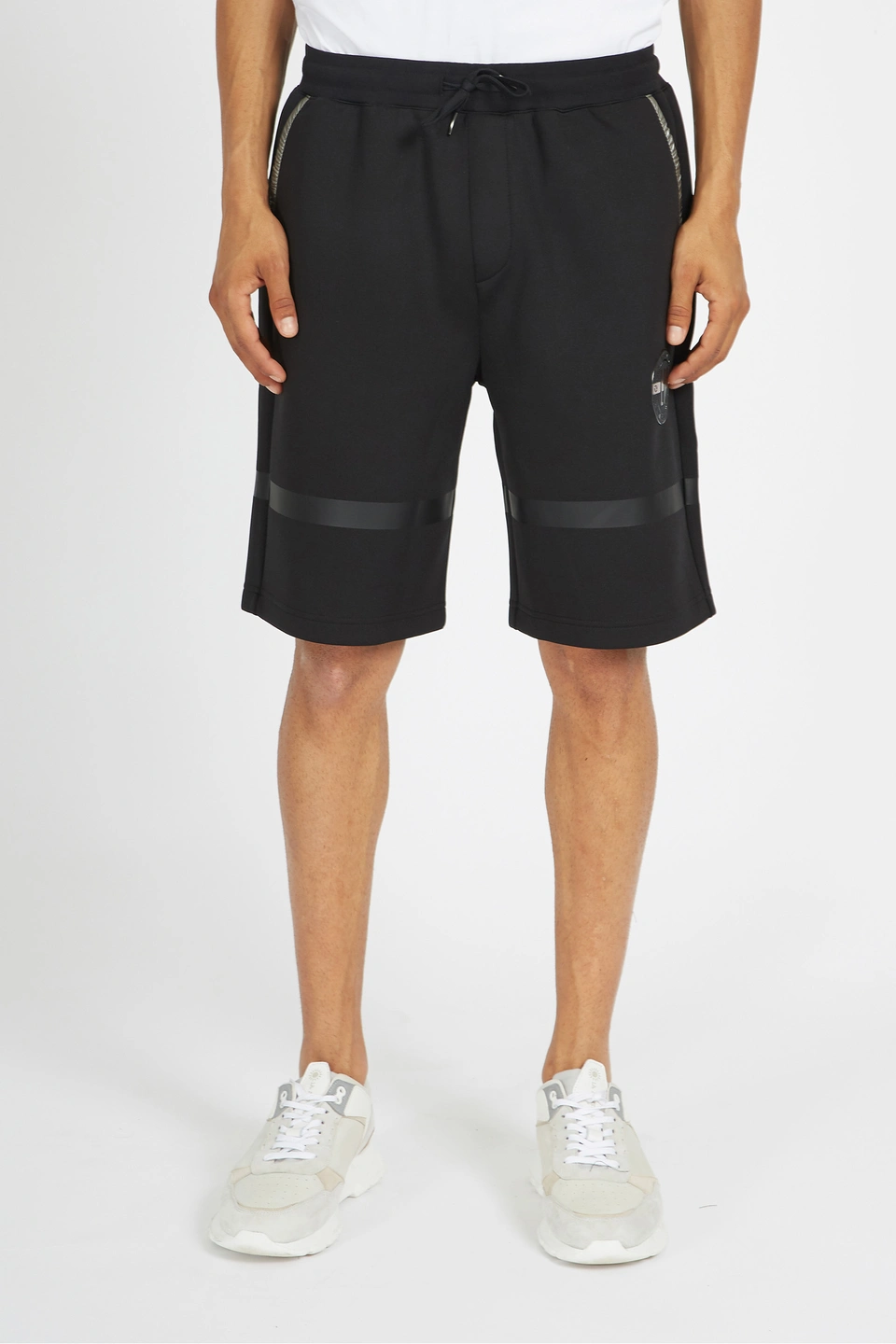 Man bermuda shorts in cotton stretch regular fit - Virle BLACK