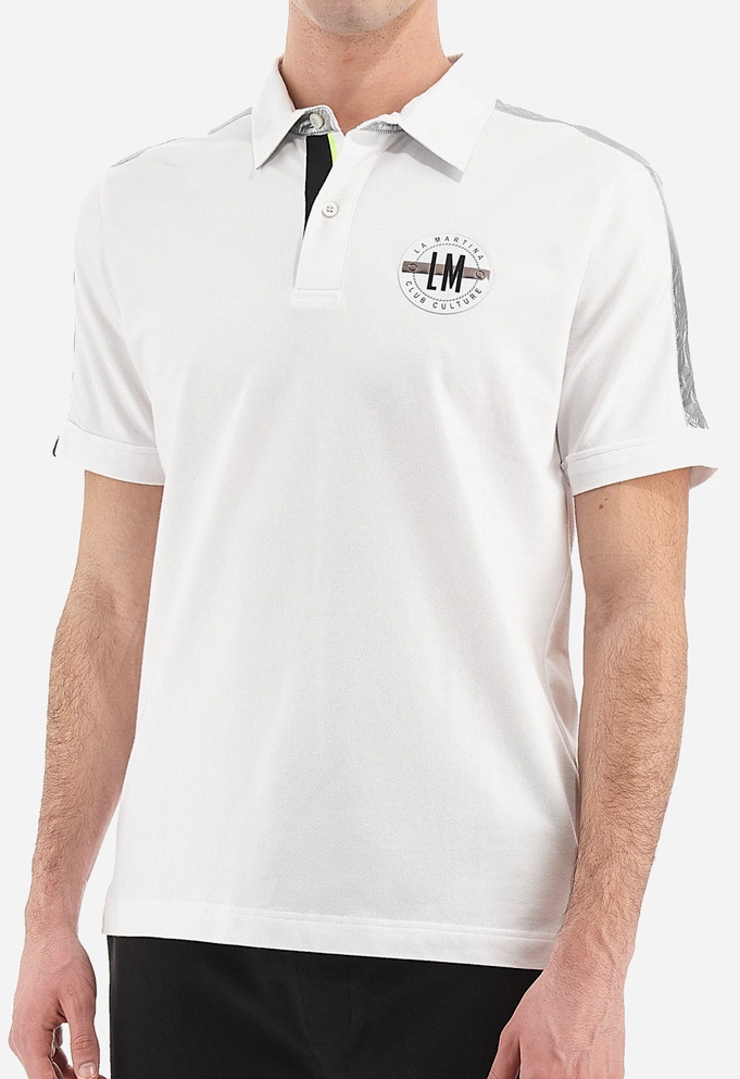 Men's regular fit cotton blend short sleeve polo shirt WHITE